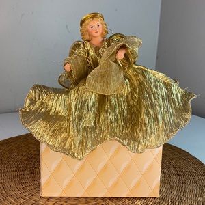 Vintage Angel in a Golden Dress Tree Topper
